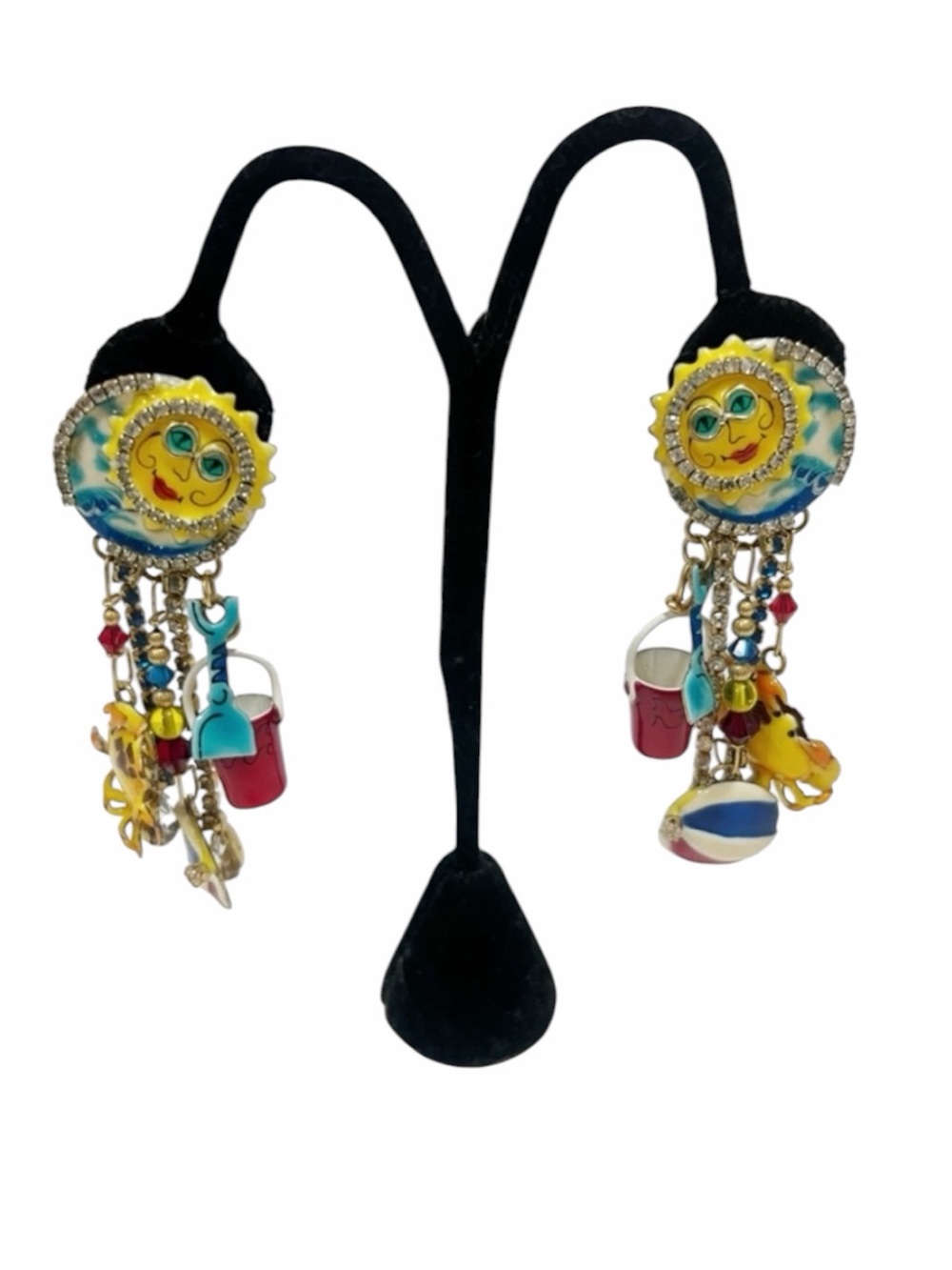 Vintage Lunch At the Ritz Sun Beach Themed Earrings